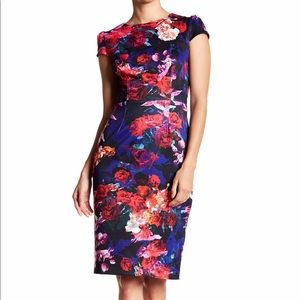 Betsey Johnson Floral Cap Sleeve Scuba  Dress